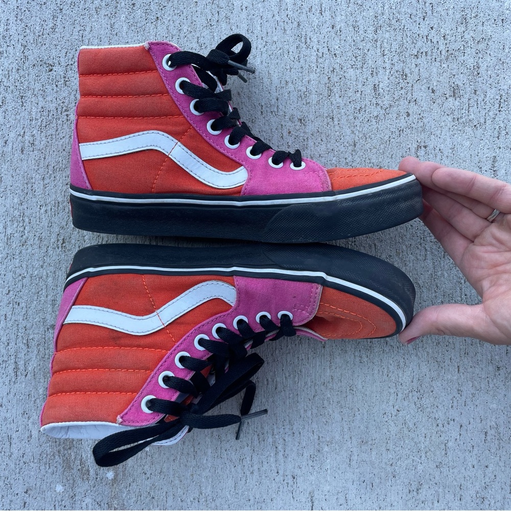Vibrant pink & orange Vans size 5 - Picture 4 of 6